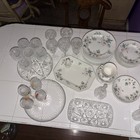 Vintage Adams Azalea 10place China matching cut crystal glassware,serving pieces — photo 4