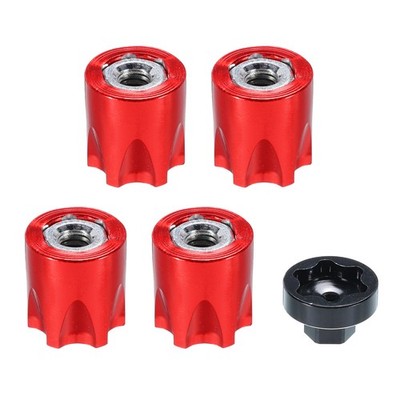 Aluminium RC Radmutter M4 Sperrnabe Gürtelwerkzeug geeignet, 4er Pack (Rot)