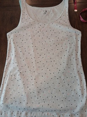 Women's GAP Tank top XXL mini rib light grey navy blue heart and hot pink he
