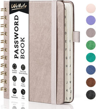 WEMATE Spiral Password Book with Alphabetical Tabs, Small Password Keeper Book  