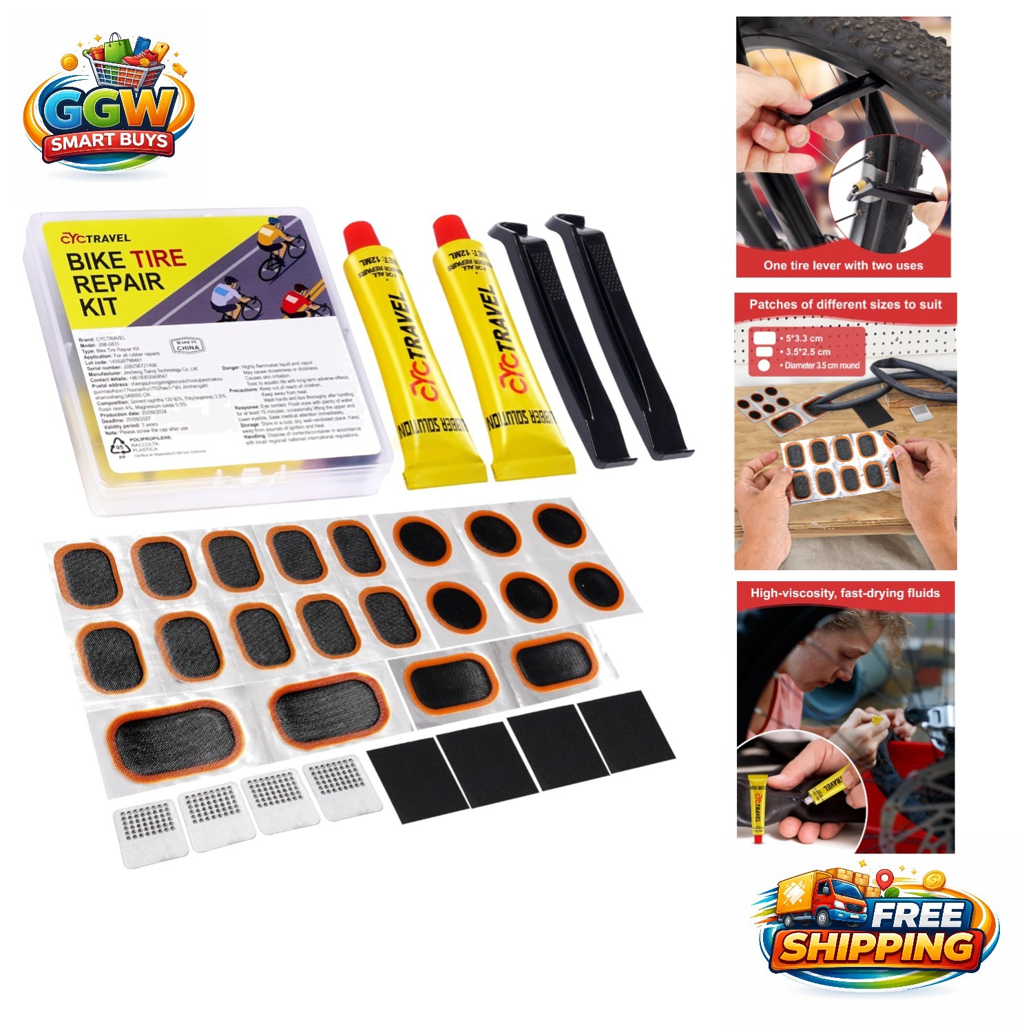 Versatile Bike Tire Repair Kit for Road & Mountain Bikes - All Tools Included