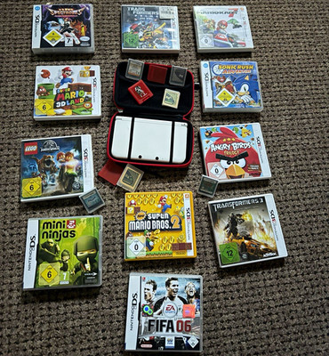 Nintendo 3DS XL Konsole mit Tasche/Case & Nintendo DS/3DS Spielepaket
