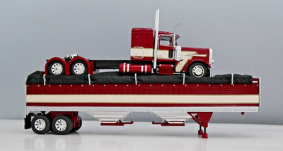 DCP 1/64 Maroon Red Cream Peterbilt 389 Wilson Grain Trailer 60-2275 Farm Toy