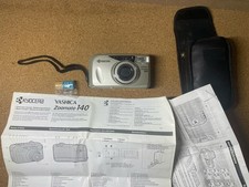 Yashica Kyocera Zoomate 140 35mm Camera, Case, Paperwork,  2 New Batteries