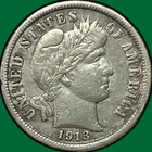 1913 Barber Dime Silver Choice Extremely Fine XF+ Coin #32858