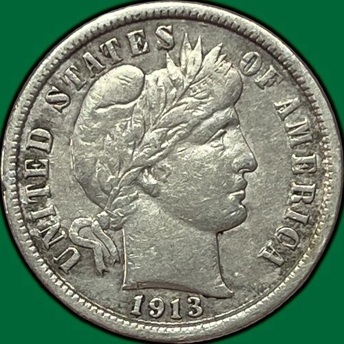 1913 Barber Dime Silver Choice Extremely Fine XF+ Coin #32858