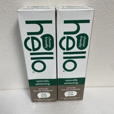(2) Hello Naturally Whitening Fluoride Toothpaste, Peppermint Flavor and Tea
