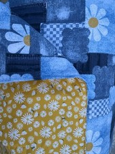 Nursery Crib Patchwork Baby Quilt Blanket Handmade Yellow Blue Daisy Denim Print