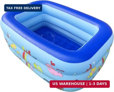 Inflatable Kiddie Pool, 51'' x 33'' x 21'' Higher Kids Swimming Pool for Indoor or