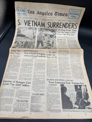 L.A. Times Newspaper S Vietnam Surrenders 4/30/75