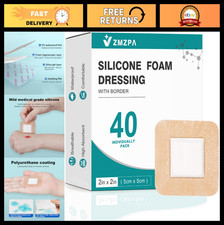 40 Pcs Waterproof Silicone Foam Dressings 2x2 - Gentle Border Wound Care Pads