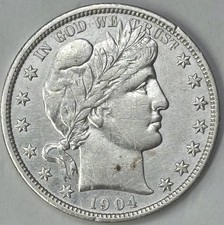 1904-O Barber Half Dollar, AU, New Orleans Mint, Semi Key