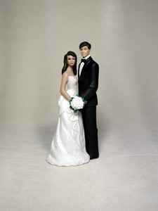 Hispanic Light Brown Groom Bride 4.5" wedding Reception caketopper OD21