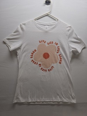 Women's Tee Size S ''Live Life In Full Bloom'' Spring Basics Hippie Retro  