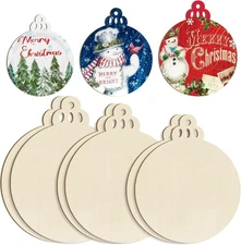 Hollow Wooden Ball Ornaments, 6 Pack Unfinished Bell Cutouts for DIY Crafts