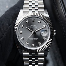 Rolex Datejust 41 10/2025 Grey Dial Diamond Dial Indices Jubilee Fluted Watch