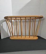 Vintage Arthur Umanoff?  Wood Spindle Magazine Racks Mid Century LP Blonde Wood