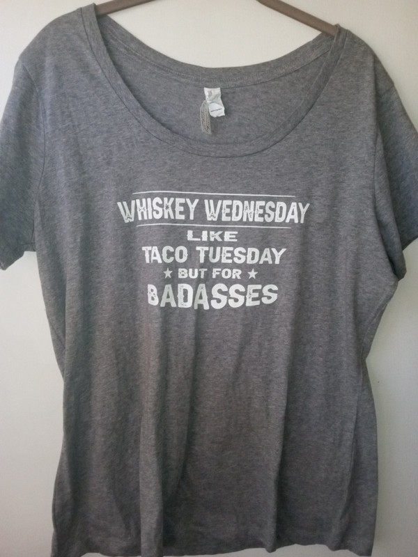 "Whiskey Wednesday" woman's T-shirt, grey