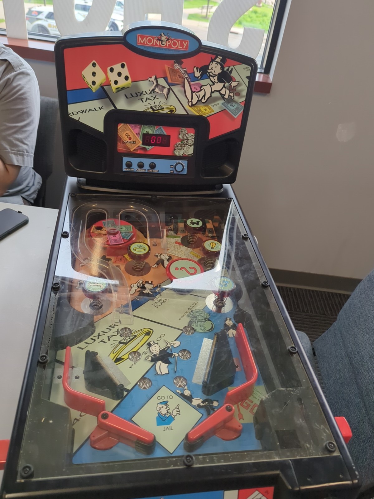 Vintage Monopoly Electronic Pinball Machine Game 2000 Hasbro With Legs WORKING