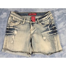 Red Rivet Womens Juniors Size 3 Distressed Denim Shorts Light Wash Cuffed