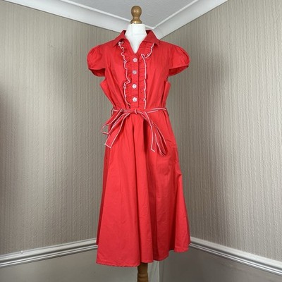 Lindy Bop Norma rot Vintage Style Tee Kleid UK 22 Rockabilly Retro Swing neu mit Etikett
