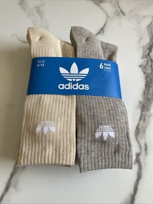 New Mens Adidas Sport Designer Logo Moisture Wicking 6 Pack Crew Cut Socks Mixed