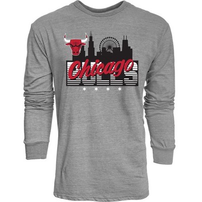 Chicago Bulls NBA Tri-Blend Long Sleeve T-Shirt Flyline, Large - Officially Lic