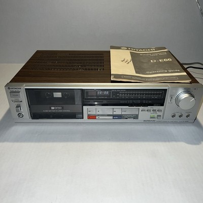 Vintage Hitachi Stereo Cassette Deck D-E66 Powers On - Needs Belts with Manual