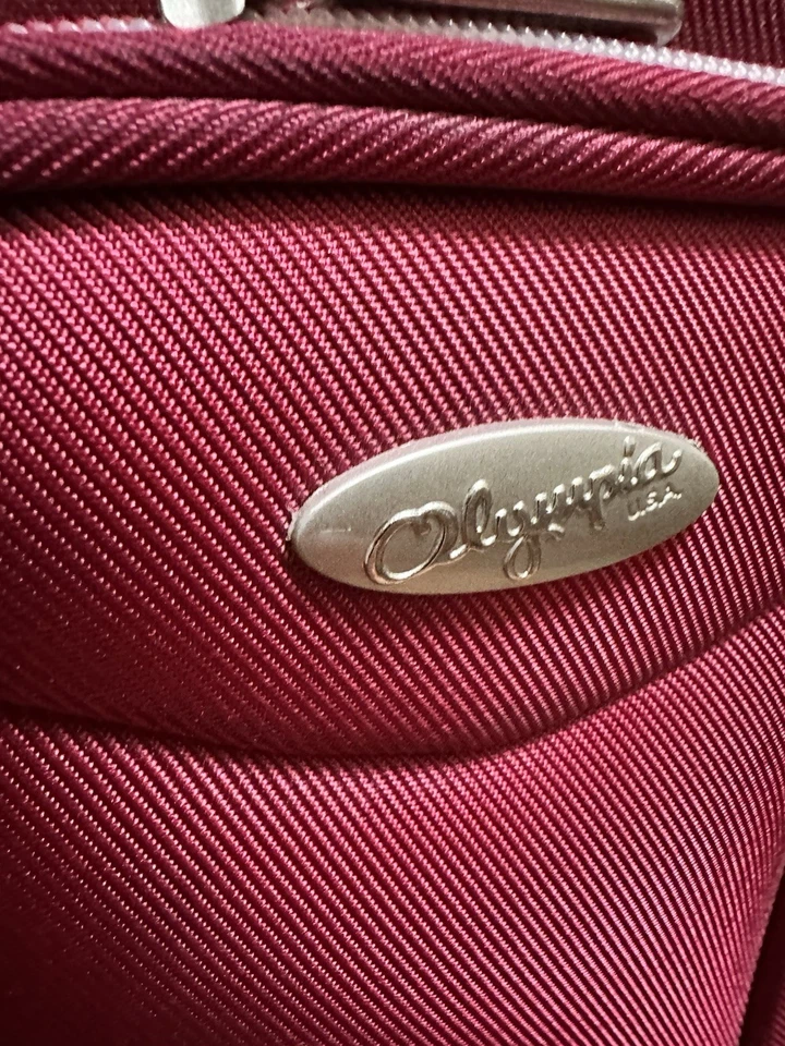 OLYMPIA U.S.A Expandable 4 Wheel Suitcase 2 Front Zipper Pockets Red 21x10x14 - Image 4 of 4