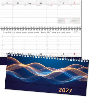 Querkalender 2027 Schreibtischkalender mit 2 Seiten pro Woche Terminkalender