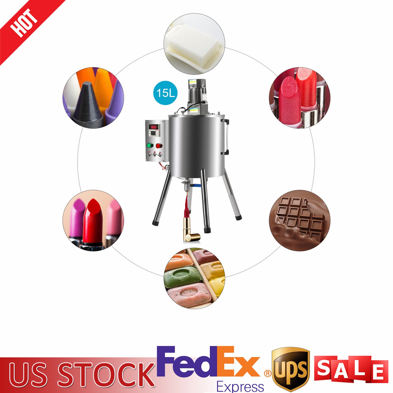 Heating Mixing Filling Machine 15L Capacity Lipstick Candle Heat Filler CE New