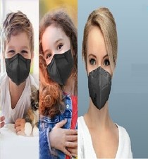 Disposable 1-200 Black KN95 Face Mask 5 Layer FFP2 BFE 95 PM 2.5