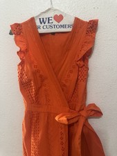 Women’s J.Crew Sleeveless All Over Eyelet Wrap Orange Midi Dress Size 2 