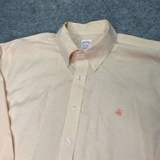 Brooks Brothers XL Peach Gingham Checkered Button-Down Oxford Shirt