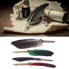 Quill Pen Zinc Alloy High Smoothness Elegant Colors European Retro Style Feather