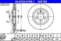2X Bremsscheibe Powerdisc ATE 24.0322-0100.1 FüR VW Golf Vento Seat Corrado 3A5