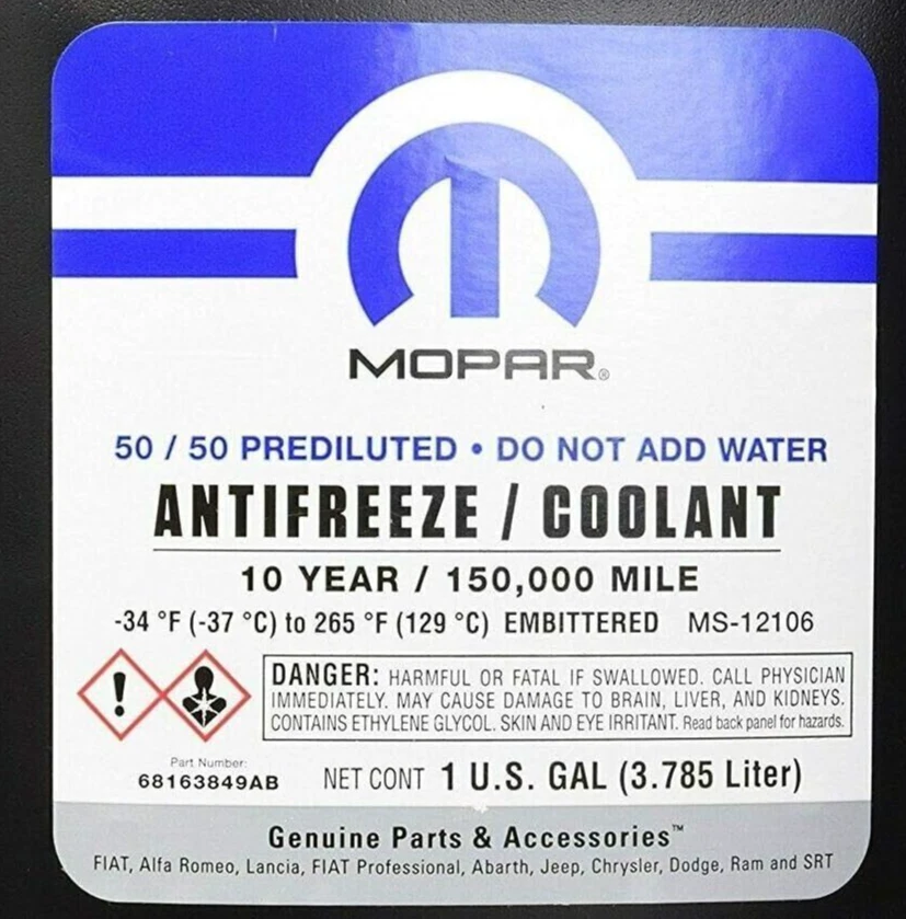 2015-2024 JEEP DODGE CHRYSLER RAM ENGINE ANTIFREEZE COOLANT OEM MOPAR GENUINE - Image 4 of 4