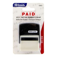 BAZIC Paid Self Inking Rubber Stamp Red Ink , pack of 24