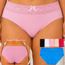 6 Pack 3XL 4XL Women Plus Size Full Coverage Cotton Panties Lace Waist Brief