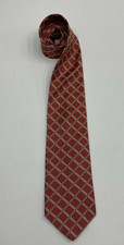 Brooks Brothers Silk Tie Men's Burnt Orange Check Geometric Made in USA