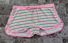 NWT VICTORIA'S SECRET PINK GREEN WHITE STRIPE CURVED HEM DORM BOYSHORT PANTIES