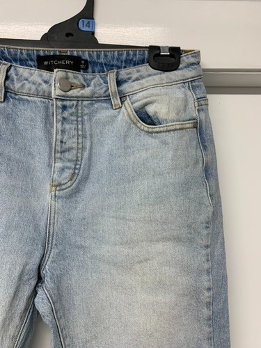 Witchery Jeans Womens Size 10 Blue light wash Denim Button Fly stretch - Foto 3 di 6