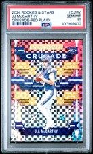 2024 PANINI ROOKIES & STARS CRUSADE RED PLAID #CJMY JJ MCCARTHY PSA 10