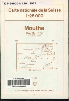Mouthe. Carte Nationale de la Suisse. Scale: 1:25000.