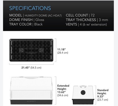 HEAVY-DUTY Humidity Dome 6x12 Includes  Height Extension Kit