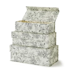 Decorative Storage Boxes with Lids, Set of 3 Cardboard Boxes for Home Décor a...