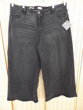 Women's Ava  Viv Size 24 High-Rise Relaxed Fit Wide Leg Stretch Jeans Black