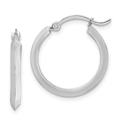 Ausgefallene Creolen 10 Karat Weißgold poliert L 20 mm, B 2,25 mm