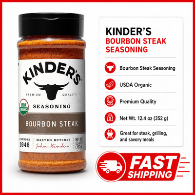 Kinder's Organic Bourbon Steak Seasoning Spice Mix, 12.4 oz