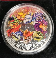 5 OZ SILVER PROOF COLORIZED DRAGON AND HIS NINE SONS 🔥🔥🔥